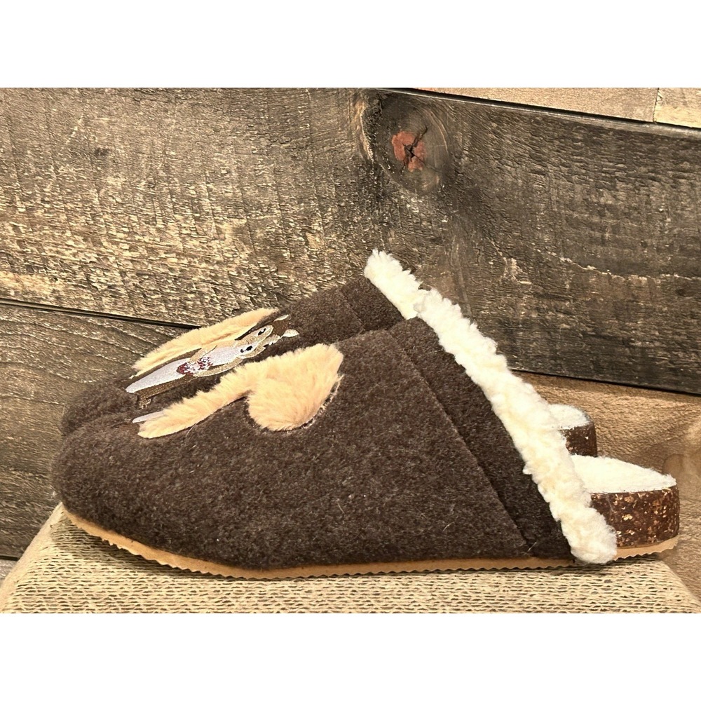 Lands'End Womens Size 8 B Embroidered Slip on Faux Fur Shoes - Picture 4 of 10